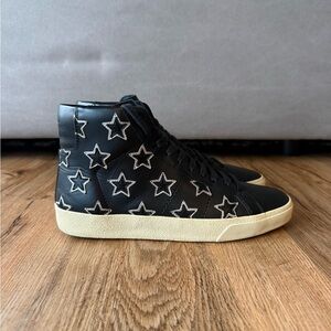 Saint Laurent Paris SL/06H “Star Appliqué” High Top Sneakers - Black - FW14 Hedi